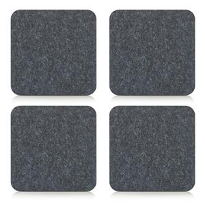 Zeller 4x stuks onderzetters voor glazen - vilt - 10 x 10 cm - antraciet grijs -