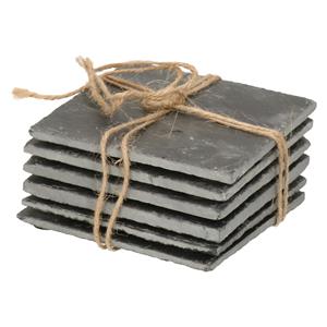 Secret de Gourmet Set van 6x vierkante onderzetters voor glazen 10 x 10 cm leisteen -