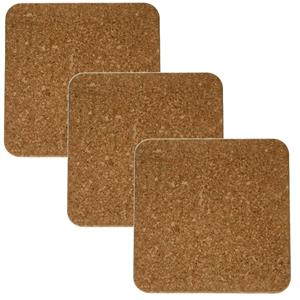 Cosy & Trendy Set van 3x stuks vierkante pannen onderzetters van kurk 20 cm -