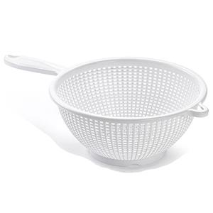 PlasticForte Keuken vergiet/zeef met steel - kunststof - Dia 22 cm x Hoogte 10 cm - wit -