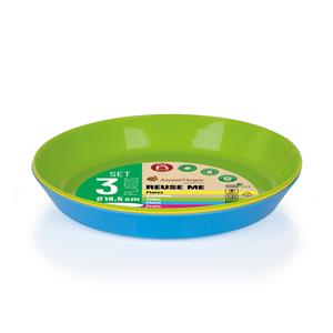 Borden - 3x - gekleurd - kunststof - D18,5 x H2,5 cm - herbruikbaar -
