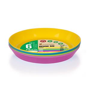 Borden - 6x - gekleurd - kunststof - D18,5 x H2,5 cm - herbruikbaar -