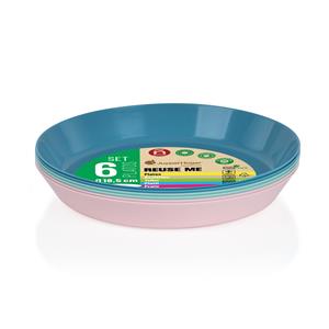 Borden - 6x - pastel tinten - kunststof - D18,5 x H2,5 cm - herbruikbaar -