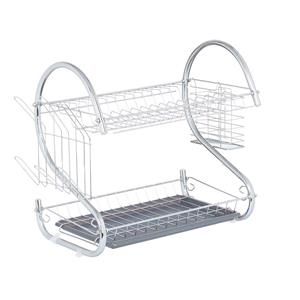 Kinvara Afwas afdruiprek 2-Laags - grijs/zilver - x 12 x 26 cm - Afwasrek - chrome metaal -