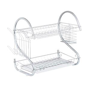 Kinvara Afwas afdruiprek 2-Laags - wit/zilver - x 12 x 26 cm - Afwasrek - chrome metaal -