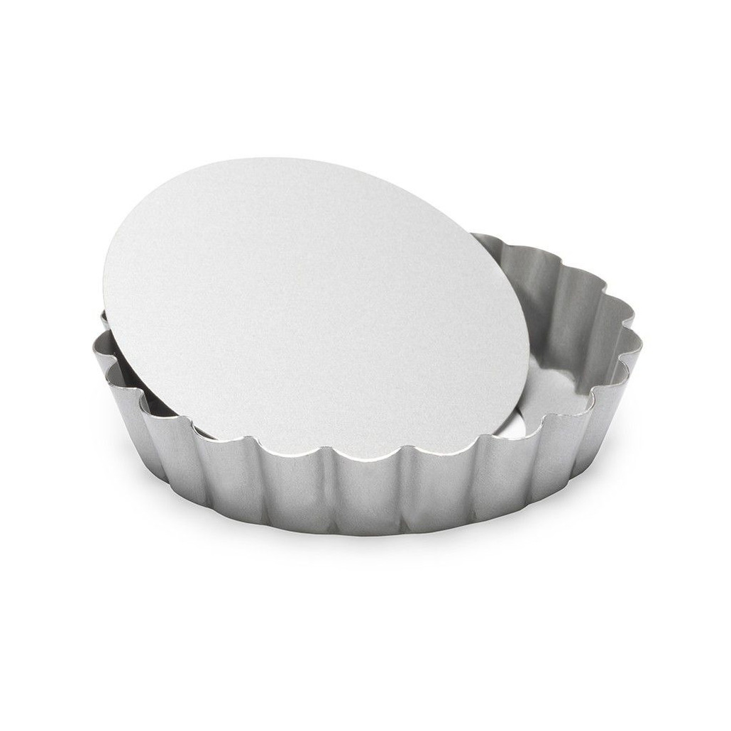Patisse Ronde mini taart/quiche bakvorm zilver 10 cm -