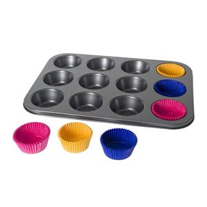 Gerimport Muffins en cupcakes bakken bakvorm/bakblik 35 x 26 cm - voor 12x stuks -