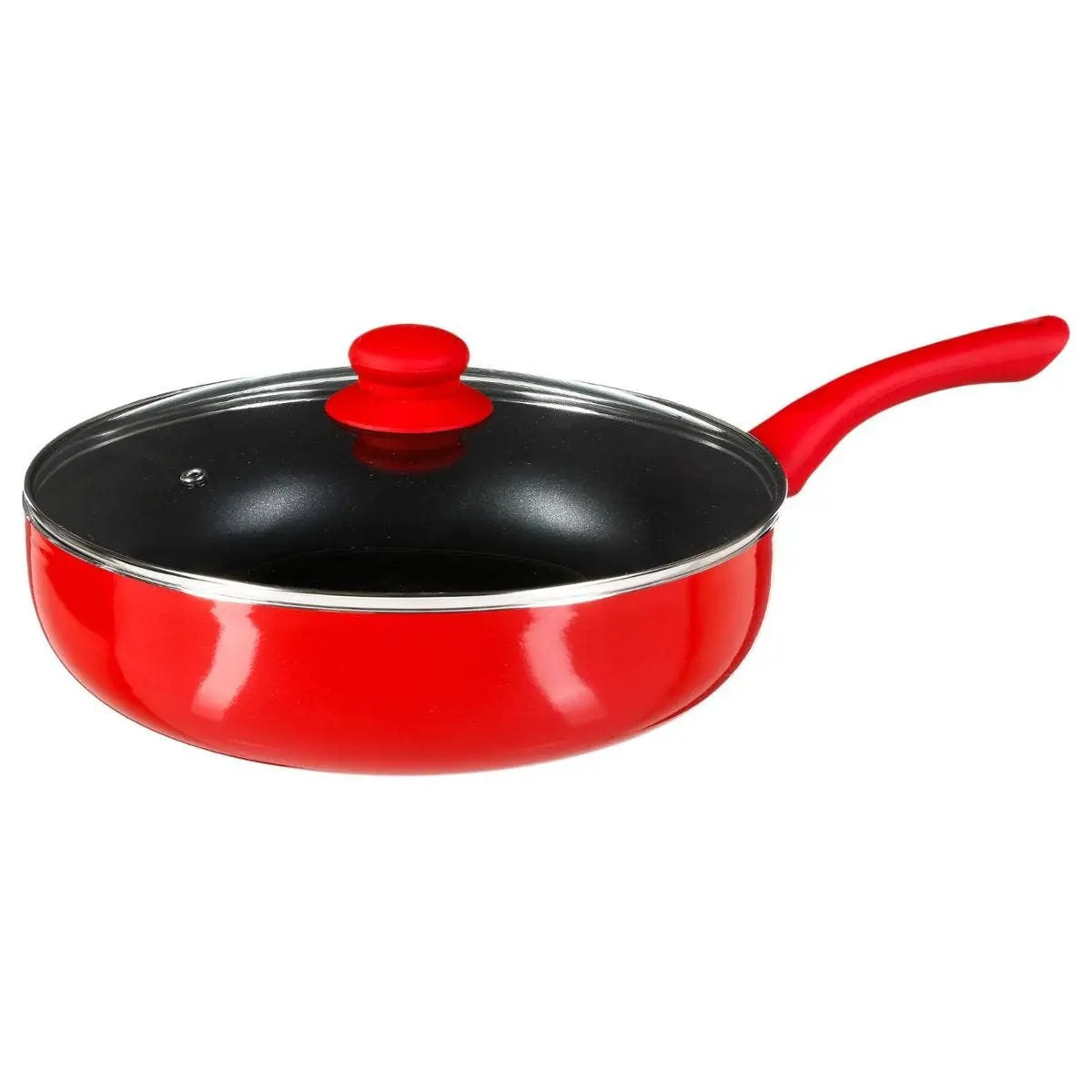 Secret de Gourmet Hapjespan met deksel - Alle kookplaten geschikt - rood/zwart - dia 28 cm -