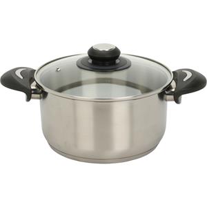 Excellent Houseware Kookpan met deksel - RVS/glas - 2.7L - D20 x H10.5 cm -