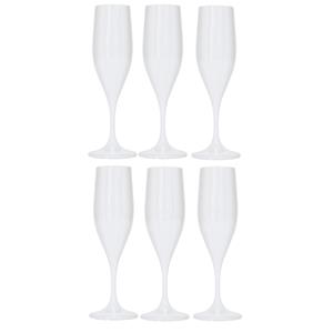 Juypal Hogar Juypal Champagneglas - 6x - wit - kunststof - 150 ml - herbruikbaar -