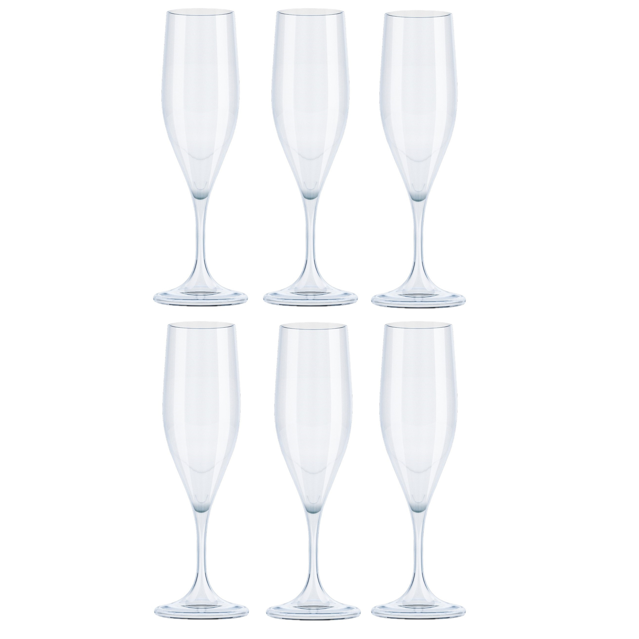 Juypal Hogar Juypal Champagneglas - 6x - transparant - kunststof - 150 ml - herbruikbaar -