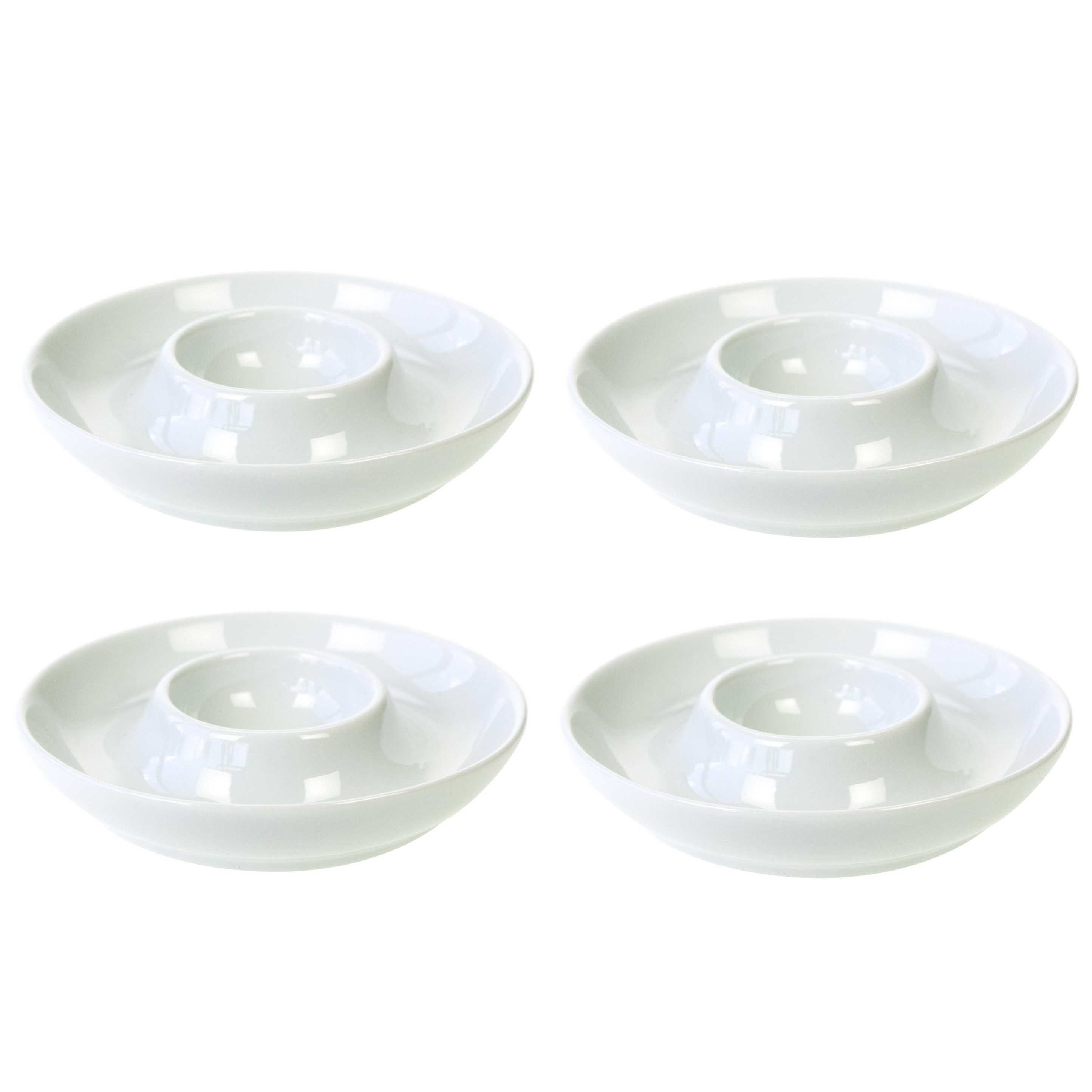 Cosy & Trendy Set van 4x stuks eierdopje van porselein wit 8 cm -