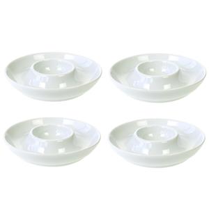 Cosy & Trendy Set van 4x stuks eierdopje van porselein wit 8 cm -