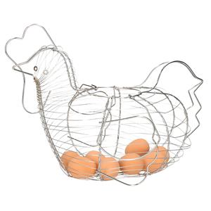 Cosy & Trendy Eiermand - kip vorm - zilver - metaal - 43 x 27 cm - draadmand/eierhouder -