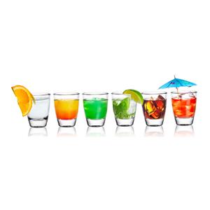 Shotglaasjes/borrelglazen Krosno - transparant glas - 6x stuks - 25 ml -