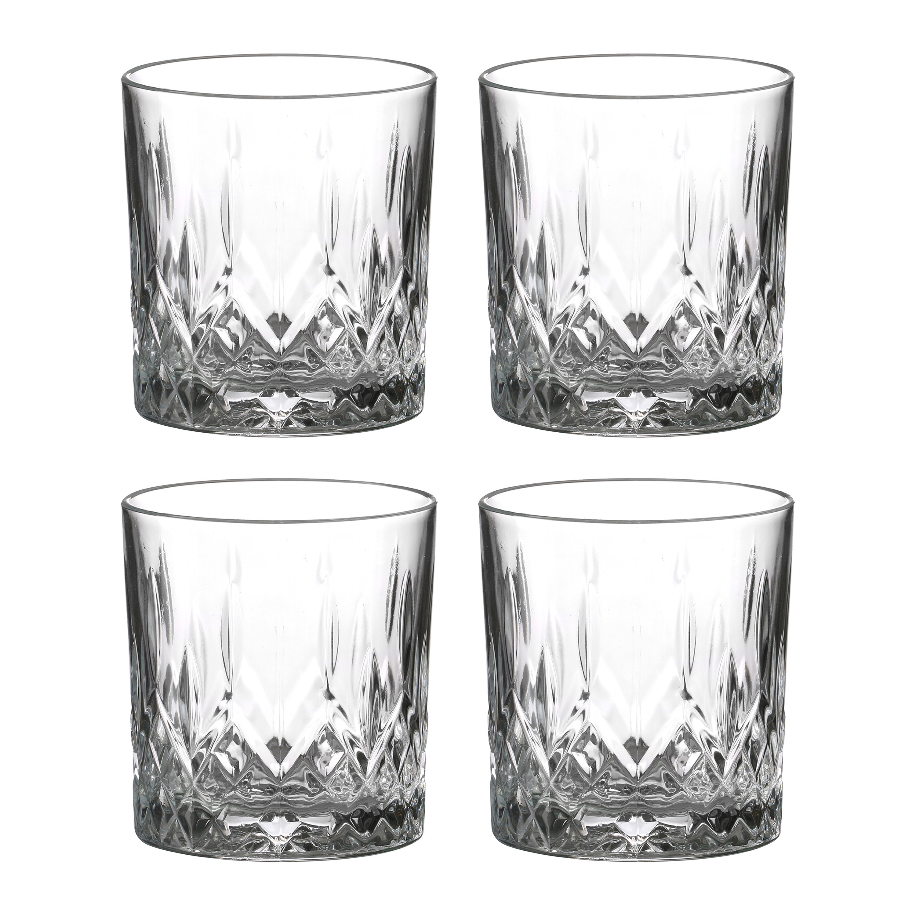 LAV whisky/water/drinkglazen Odin - gedecoreerd glas - 4x stuks - 330 ml -
