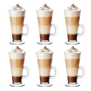 Glasmark Caffe Latte/koffie glazen Paris - transparant glas - 6x stuks - 250 ml -