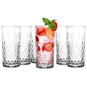 Glasmark Longdrinkglazen - 6x - Diamond - 300 ml - glas - waterglazen -