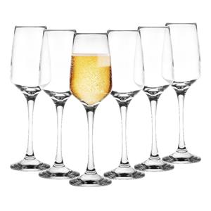 Glasmark Champagneglazen/prosecco - Flutes - transparant glas - 6x stuks - 210 ml -