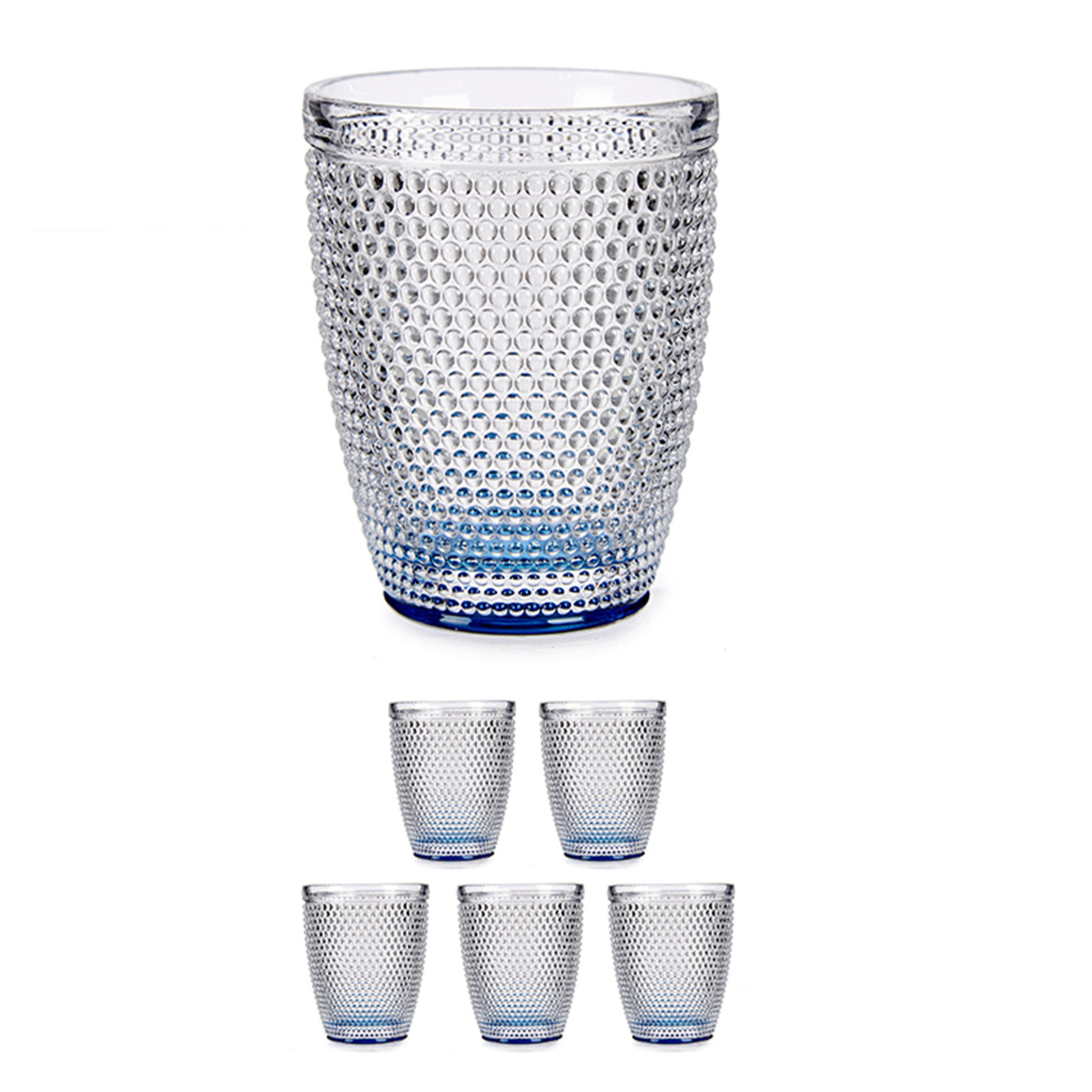 Vivalto Set van 6x stuks luxe drinkglazen/waterglazen van 300 ml transparant/blauw -