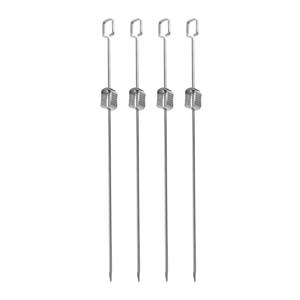 Vaggan BBQ spiezen - 4x stuks - RVS - 40,5 cm - vleespennen voor vlees - barbecue accessoires -