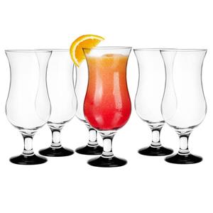 Glasmark Cocktail glazen - 6x - 420 ml - zwart - glas - pina colada glazen -