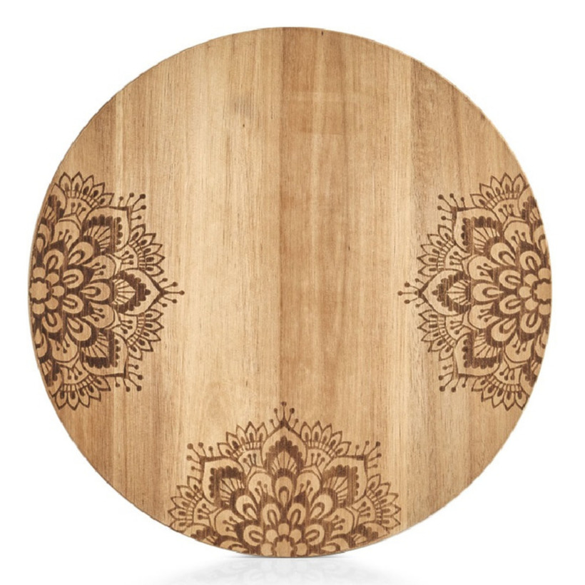 Zeller 1x Ronde houten snijplanken met mandala print 27 cm -