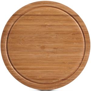 Zeller 1x Ronde bamboe houten snijplanken met sapgroef 30 cm -