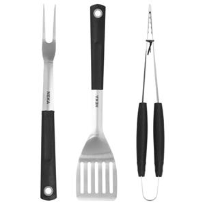 Neka BBQ/barbecue gereedschap set 3-delig met rubberen handvatten -