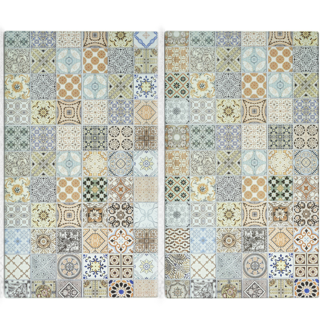 Zeller 2x Glazen snijplanken met mozaiek print 30 x 52 cm -