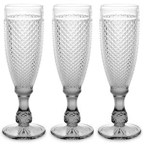 Vivalto Prosecco/champagneglazen - glas - set 6x stuks - 185 ml - Luxe Diamonds relief glas -