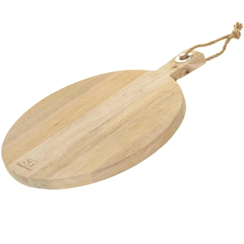 Secret de Gourmet Snijplank rond met handvat cm van mango hout -