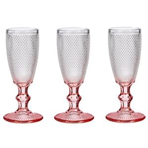 Vivalto Luxe Monaco serie Champagneglazen set 6x stuks op roze voet 180 ml -