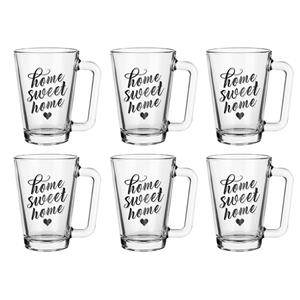 Glasmark Theeglazen/koffie glazen Home Sweet home - transparant glas - 12x stuks - 250 ml -