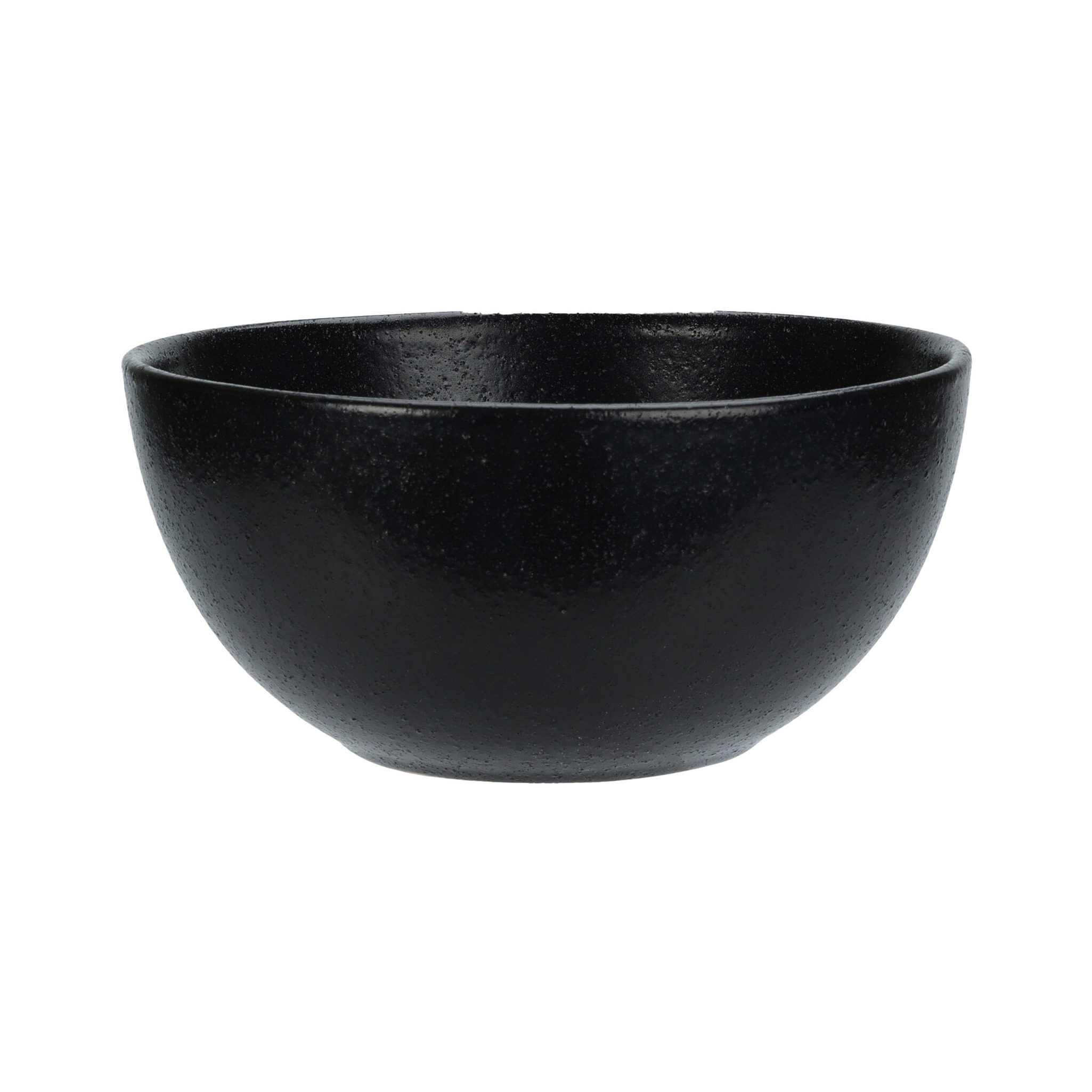 Excellent Houseware Soepkommen - Lava stone - keramiek - D15 x H7 cm - zwart - Stapelbaar -