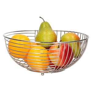 Fruitschaal/fruitmand Royal metall - draad metaal - D28 x H12 cm - zilver - rond -