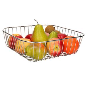 Kinvara Fruitschaal/fruitmand Royal metall - draad metaal - D30 x H9 cm - zilver - vierkant -