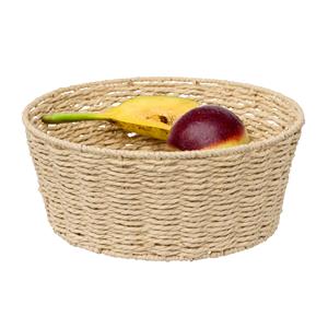 5five Fruitschaal/fruitmand Quito - metaal/touw - D28 x H11 cm - beige - rond -