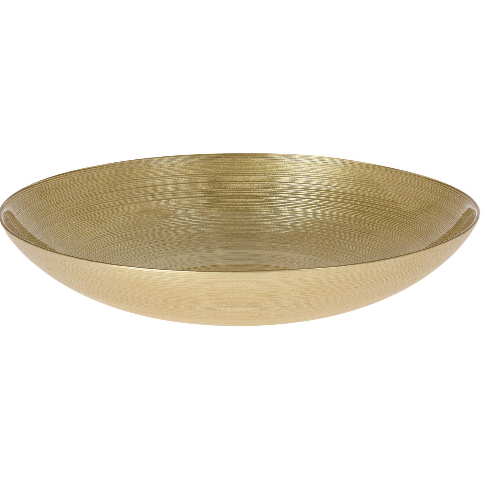 Merkloos Glazen decoratie schaal/fruitschaal goud rond D30 cm -