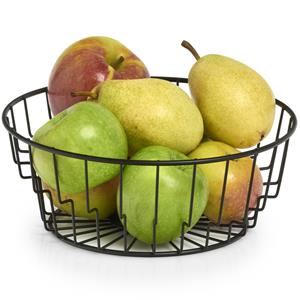 Zeller 1x Zwarte ronde fruitschalen metaal 24 cm -