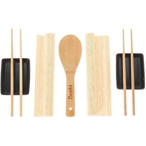 Excellent Houseware 7-delige sushi serveer set voor 2 personen - keramiek - zwart -