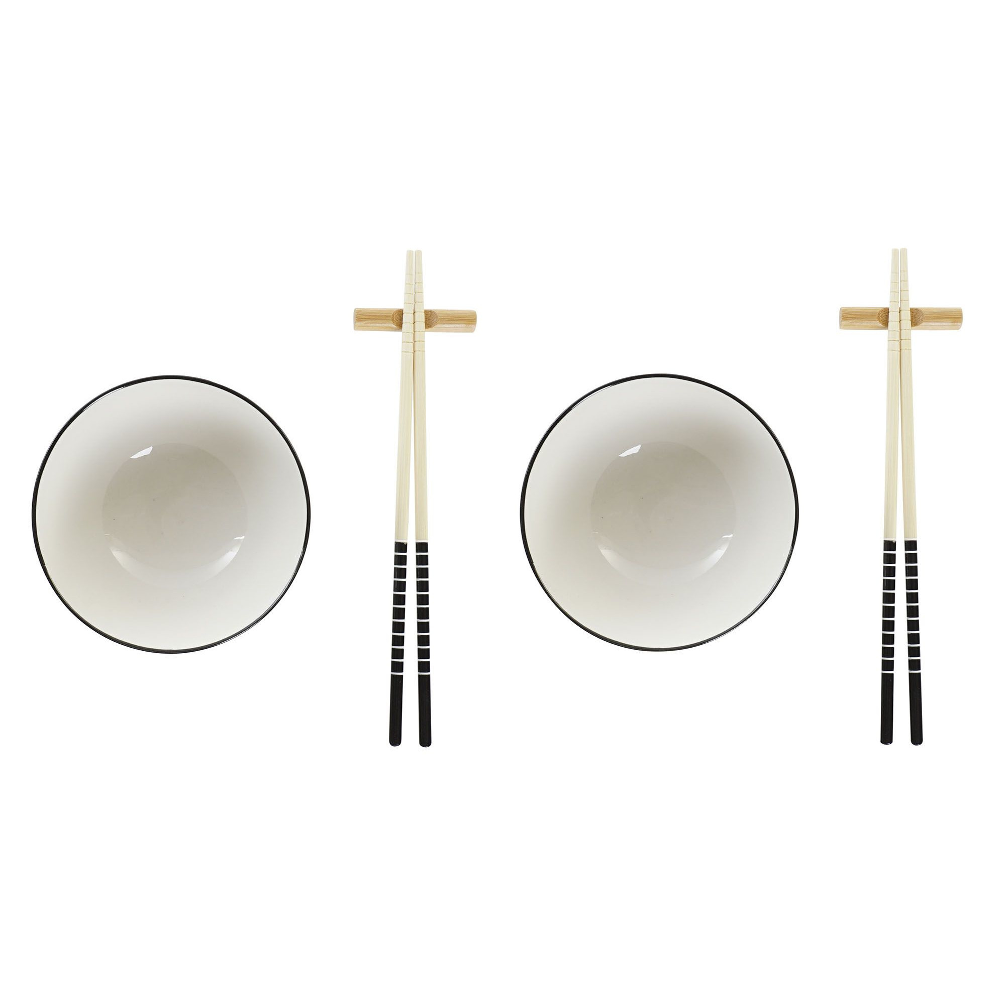Items 6-delige sushi serveer set aardewerk voor 2 personen wit -