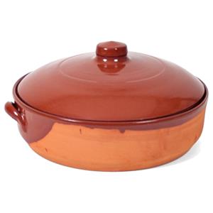 Merkloos 1x Terracotta braadpannen/ovenschalen met deksel 28 cm -