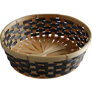 Broodmand rond - gevlochten bamboe hout - D29 cm - zwart/naturel -