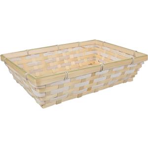 Merkloos Broodmand rechthoekig - gevlochten bamboe hout - x 24 x 8 cm - naturel/blank -