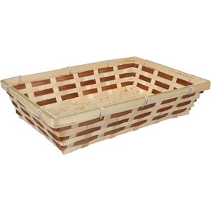 Merkloos Broodmand rechthoekig - gevlochten bamboe hout - x 24 x 8 cm - naturel/bruin -