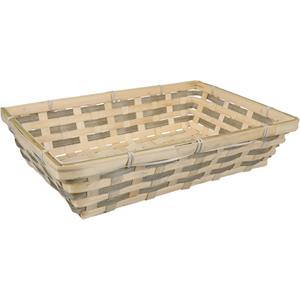 Merkloos Broodmand rechthoekig - gevlochten bamboe hout - x 24 x 8 cm - naturel/grijs -