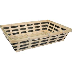 Merkloos Broodmand rechthoekig - gevlochten bamboe hout - x 24 x 8 cm - naturel/zwart -