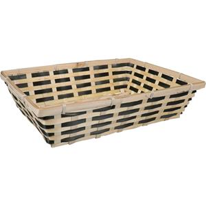 Merkloos Broodmand rechthoekig - gevlochten bamboe hout - x 29 x 10 cm - naturel/zwart -