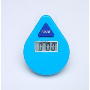 Merkloos Douche timer/wekker - met zuignap - 5 min - digitaal - blauw - 8 cm -